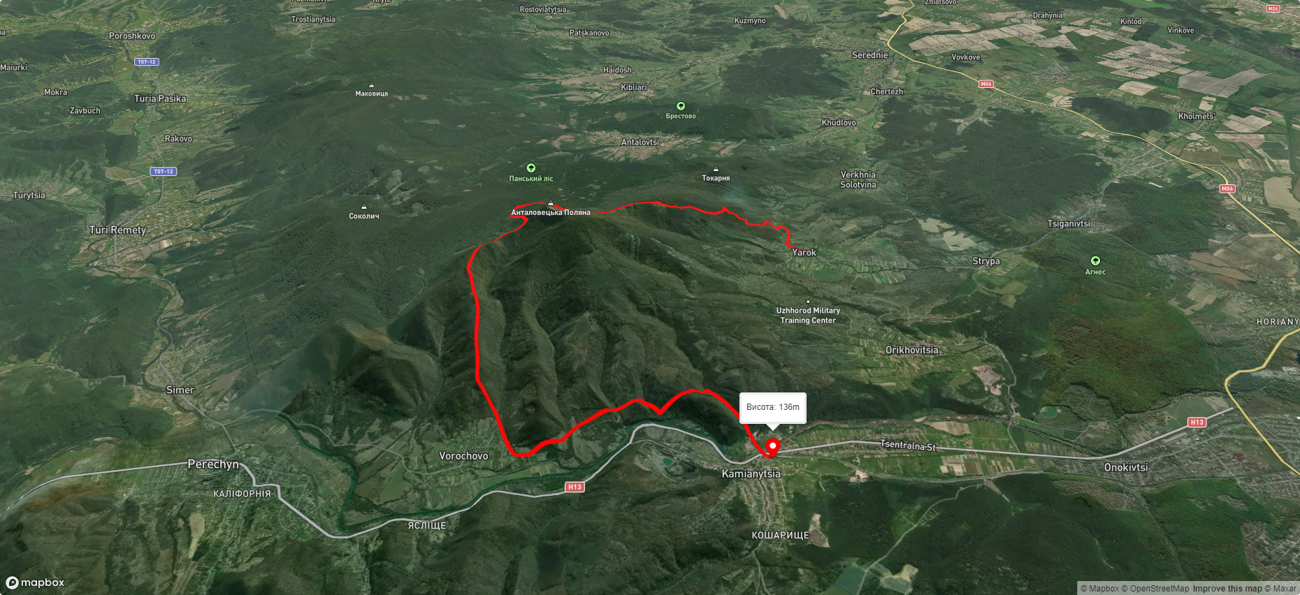 с. Ярок, через Анталовецьку Поляну до с. Невицьке