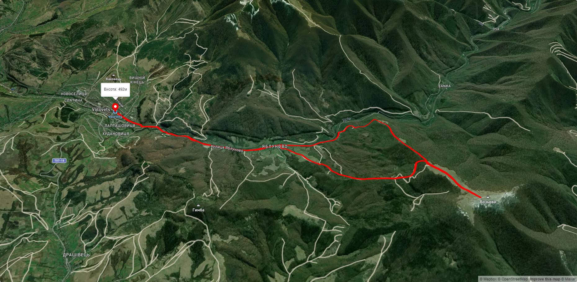 смт. Воловець – г. Бозева – смт. Воловець