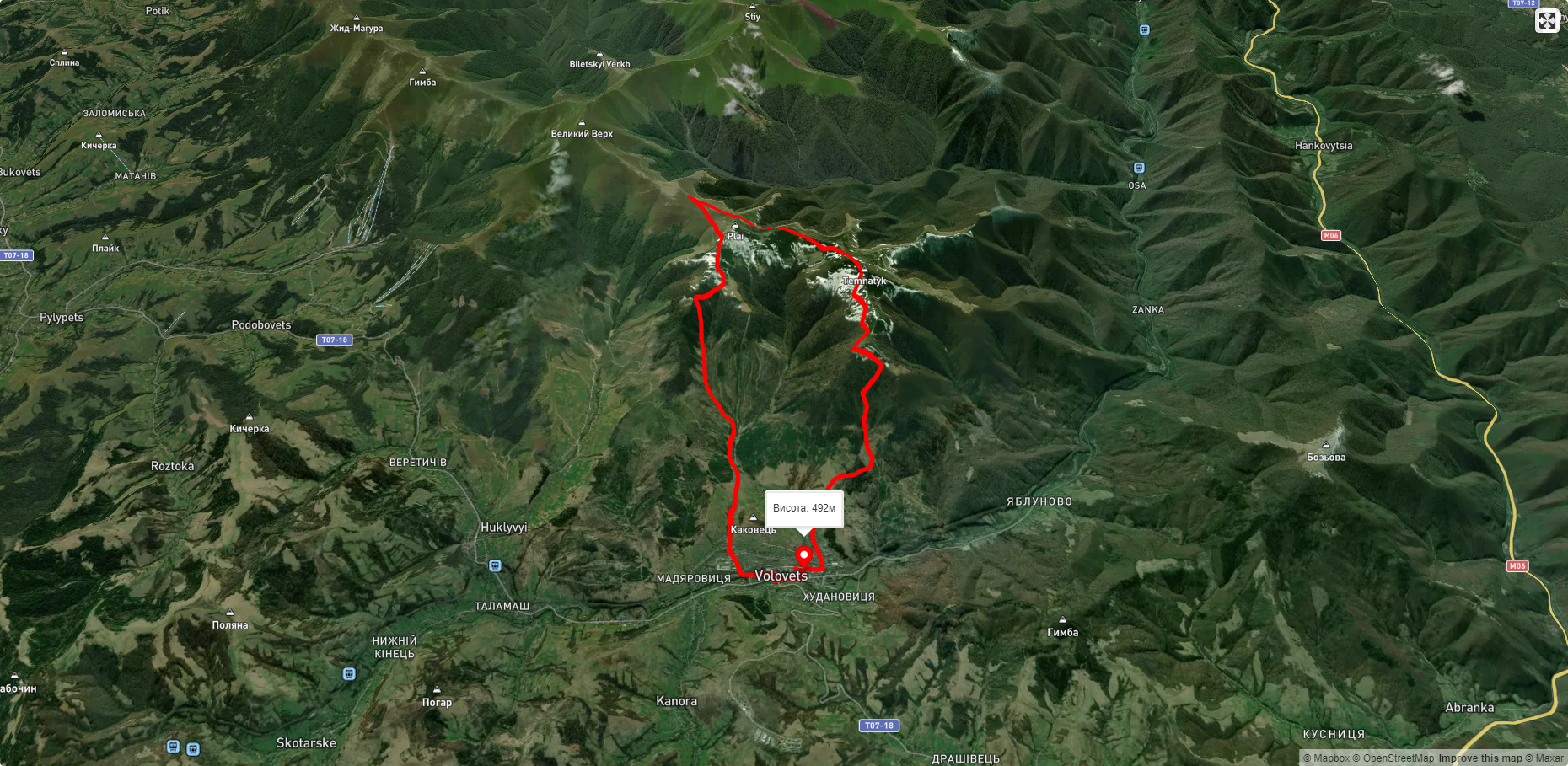 смт. Воловець, через г. Плай, г. Темнатик до смт. Воловець