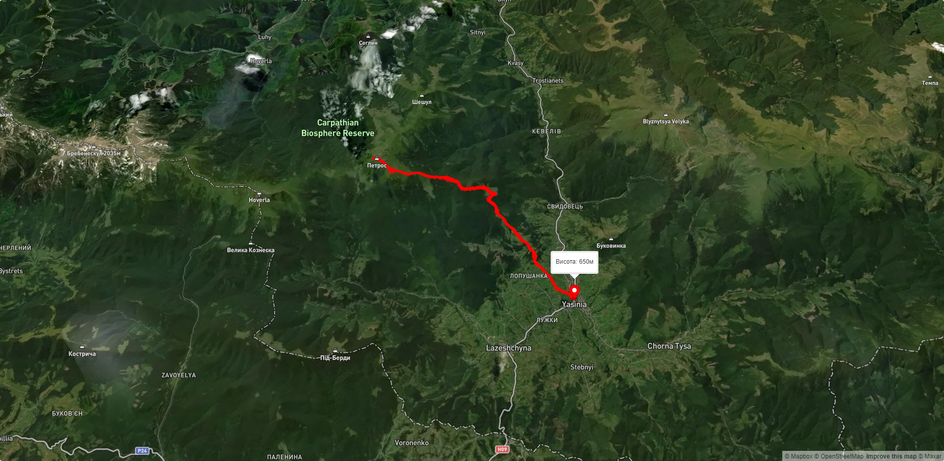 смт. Ясіня – г. Петрос – смт. Ясіня