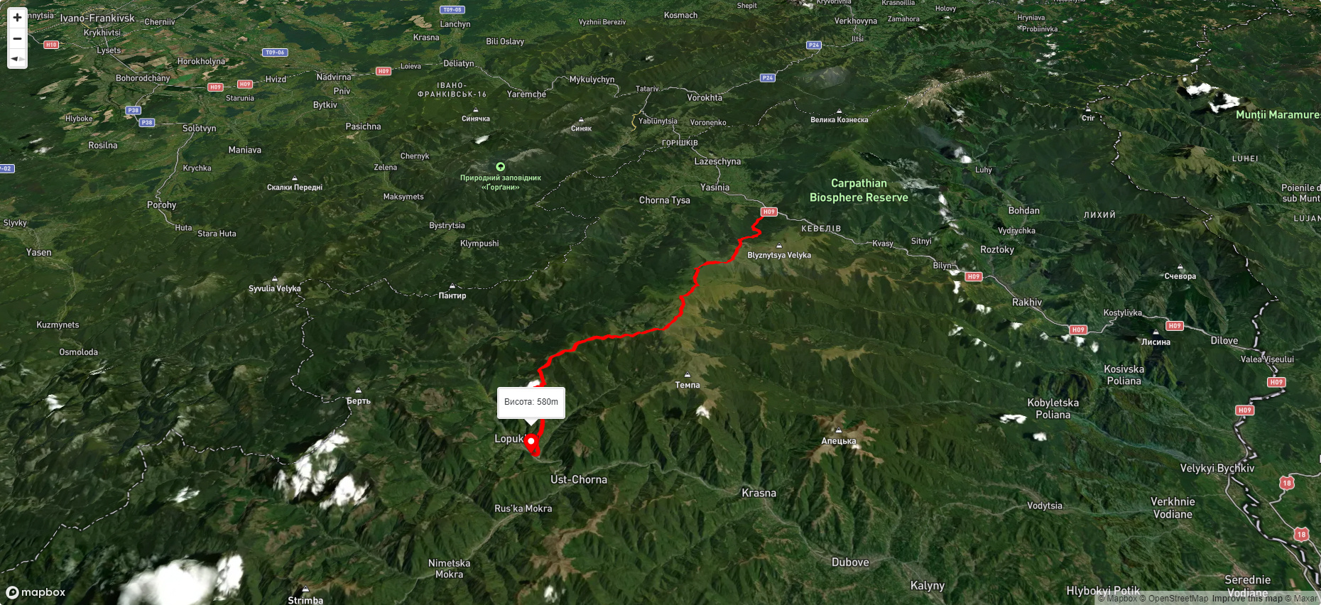 Маршрут: смт. Ясіня, через г. Стіг, г. Трояска, г. Підпула до с. Лопухів