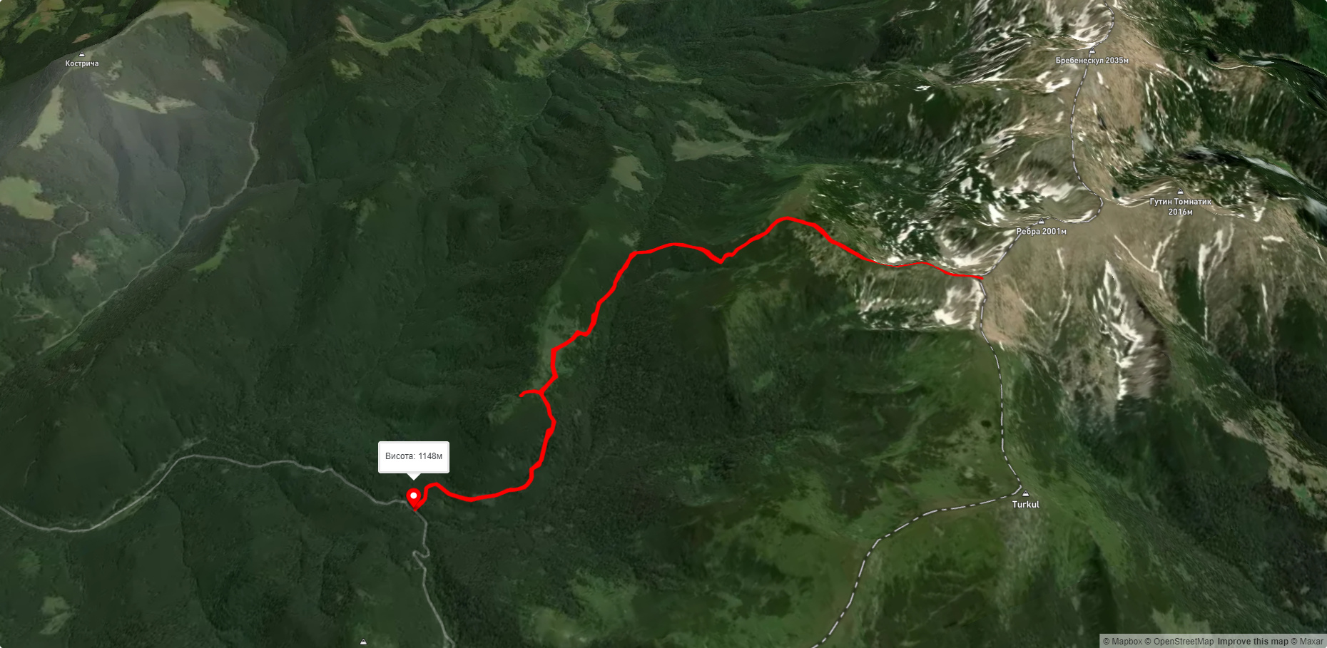 турбаза 'Заросляк' – г. Шпиці – г. Ребра – турбаза 'Заросляк'