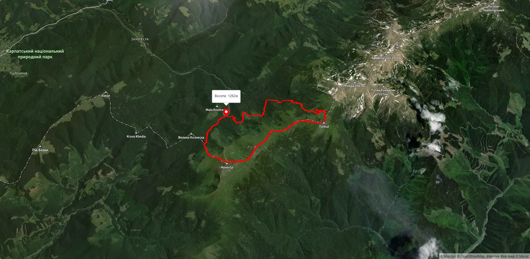 турбаза 'Заросляк', через г. Говерла, оз. Несамовите до турбази 'Заросляк'
