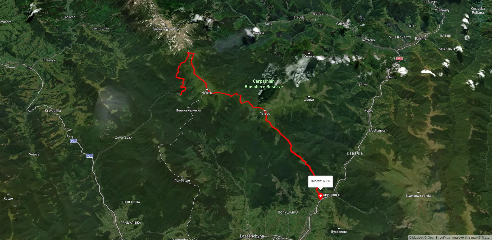 турбаза 'Заросляк', через оз. Несамовите, г. Туркул, г. Говерла, г. Петрос до с. Ясіня