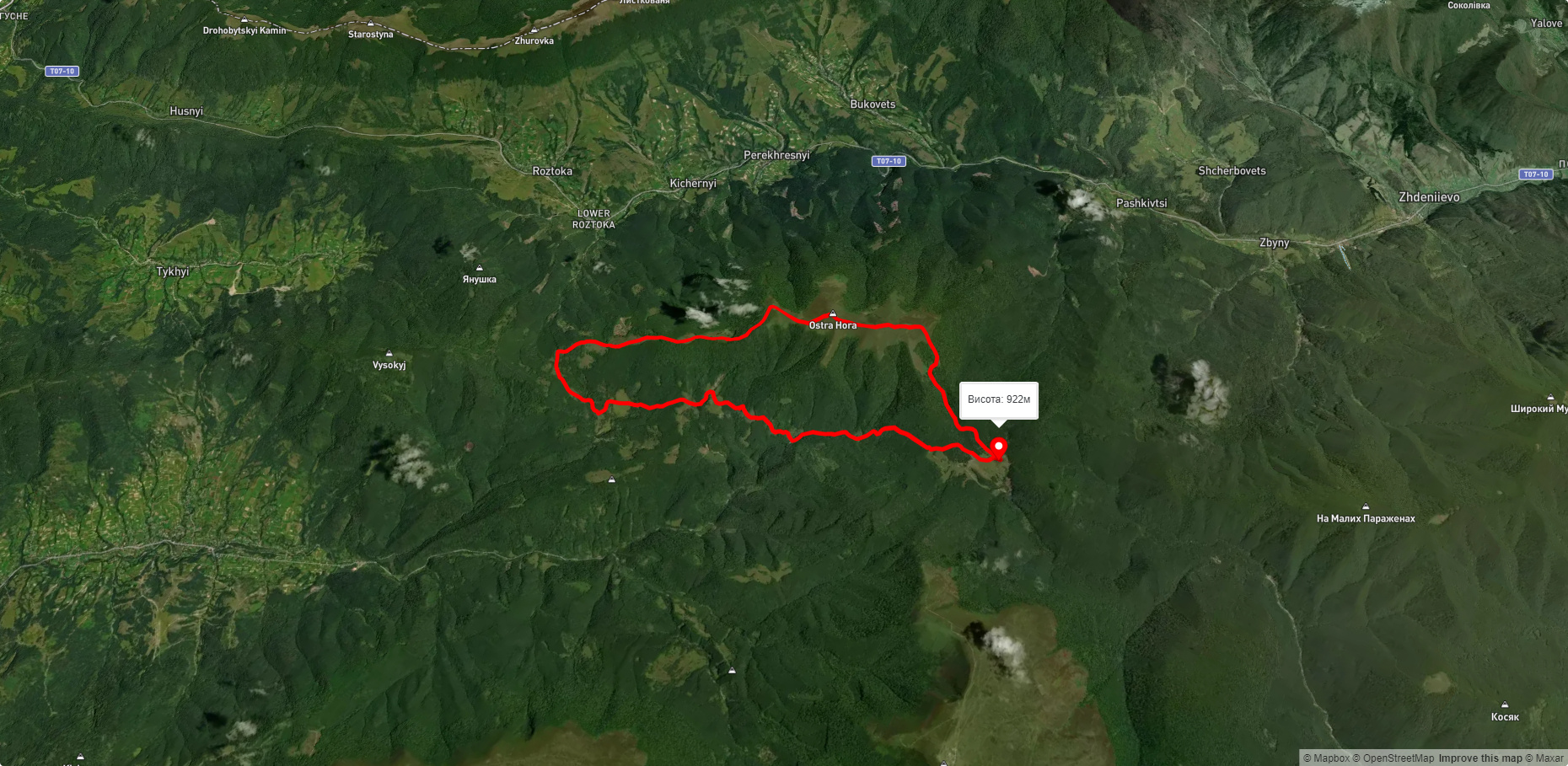 ур. Прелука, через г. Остра Гора, г. Лисина, пер. Низки до ур. Прелука