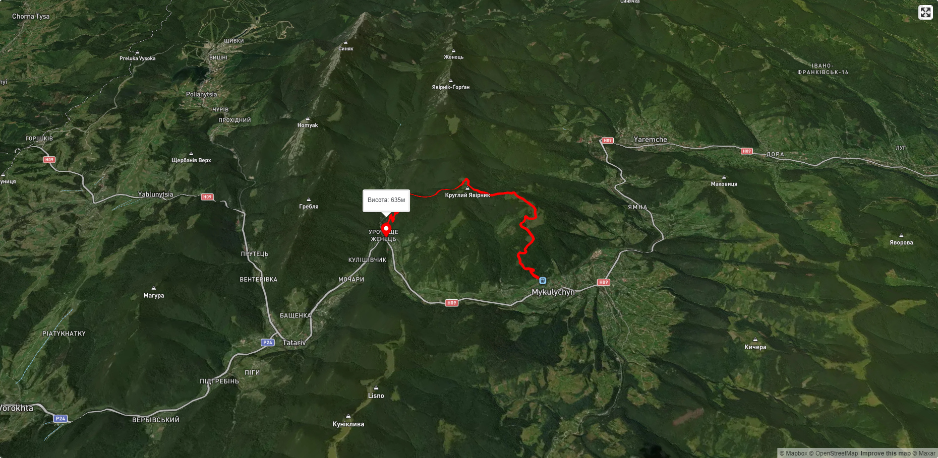 Женець ― пол.Круглоявірник ― с. Микуличин